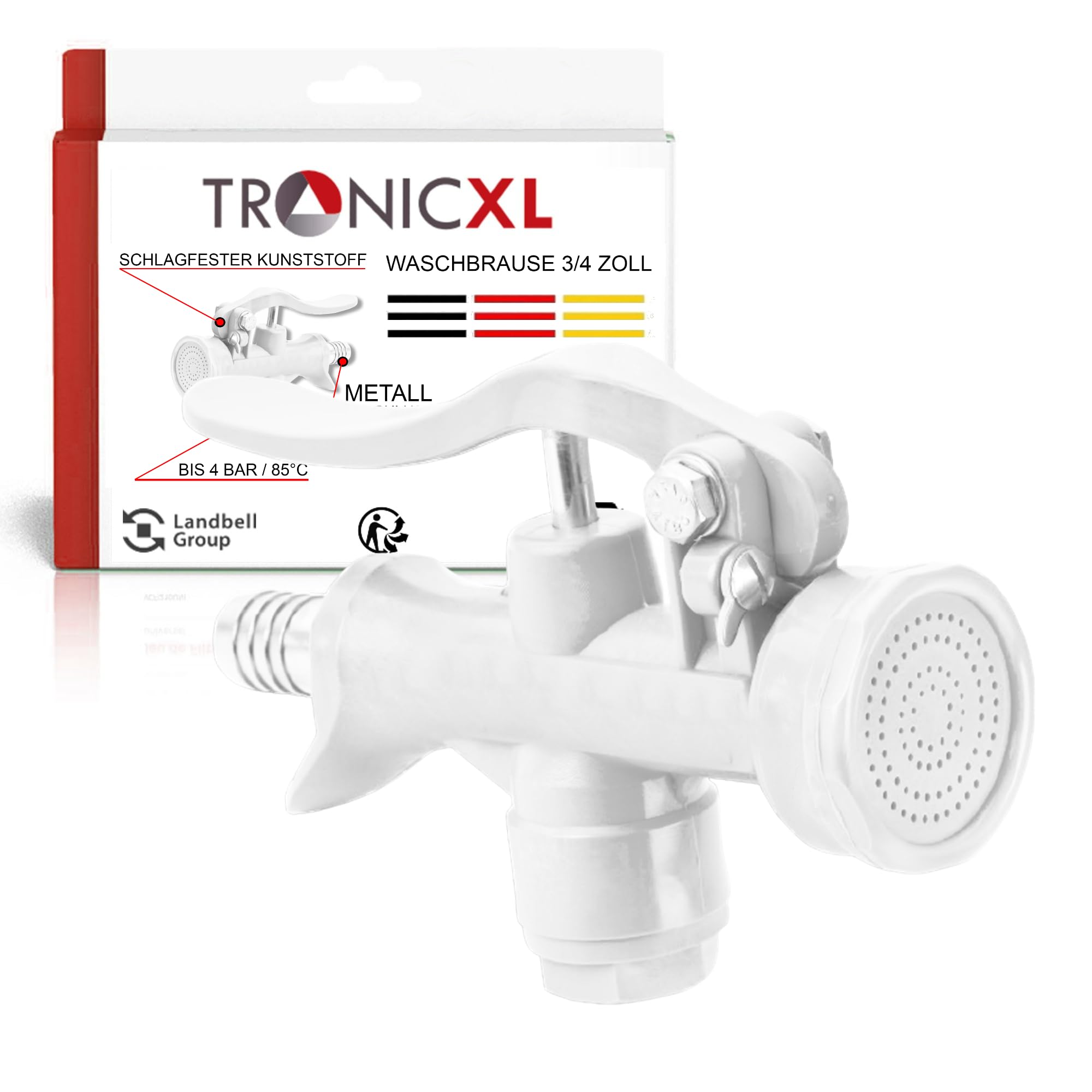 TronicXL Ducha de lavado profesional, 3/4 pulgadas, 19 mm, color blanco, pistola de limpieza, ahorro de lavado