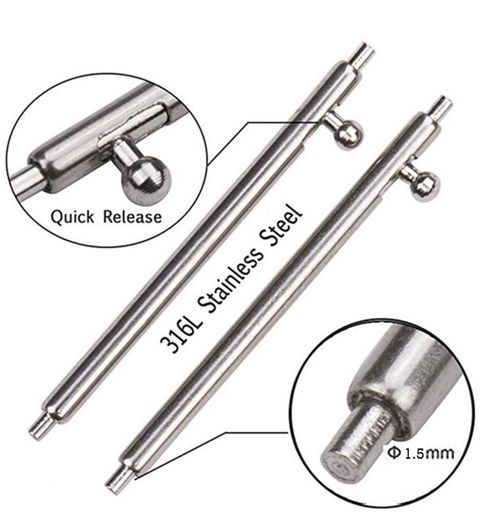 Lot de 6 barrettes de montre à ressort à dégagement rapide de 22 mm pour Amazfit GTR 4/GTR 4 Pro/GTR 3/GTR 3 Pro/GTR 2/GTR 2e, broches de liaison en acier inoxydable pour bracelets de montre Polar