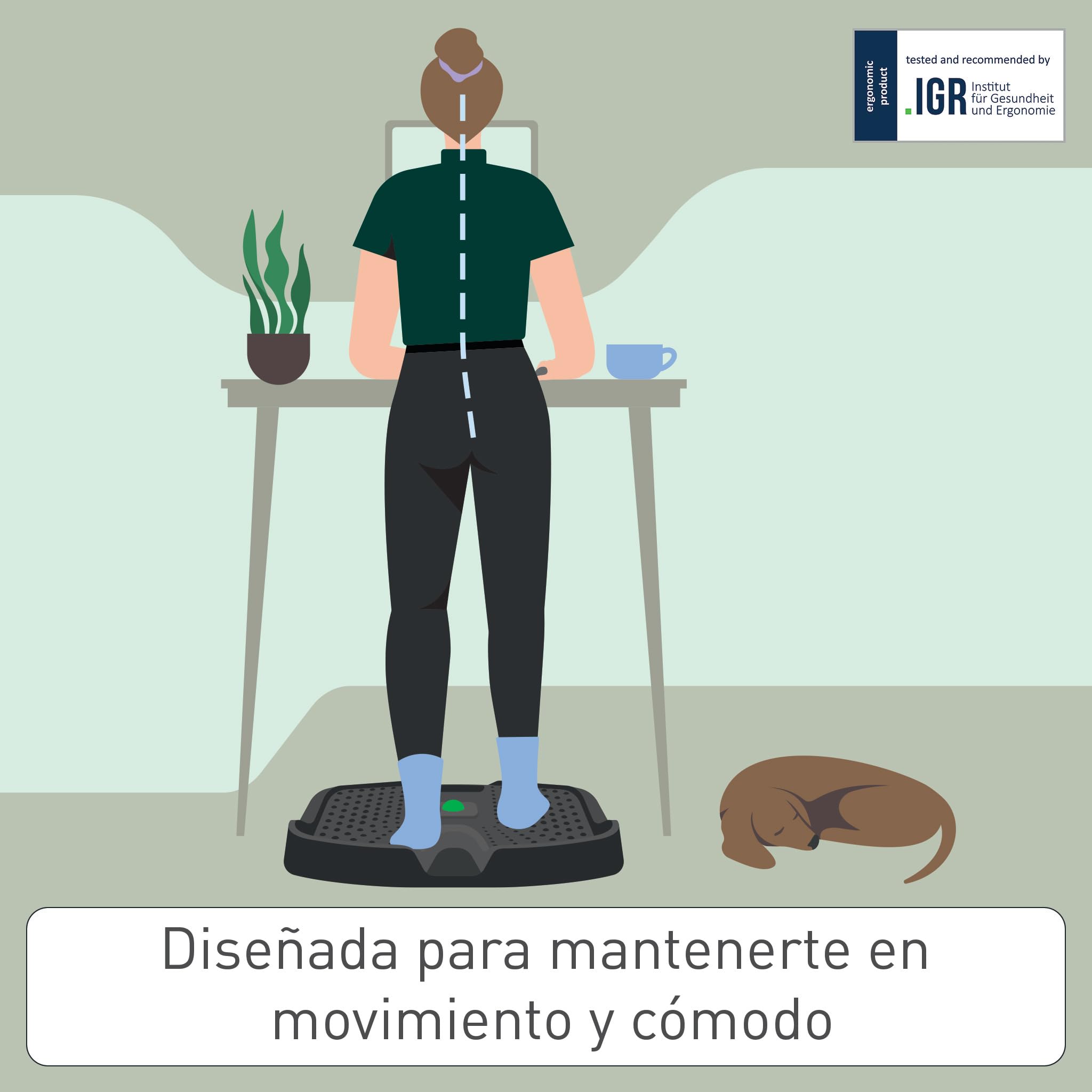 Leitz Ergo Alfombrilla Ergonómica Antifatiga para Escritorio de Pie – Espuma de PU, Fácil Limpieza, Bola de Masaje Extraíble para Alivio de Tensión Postural