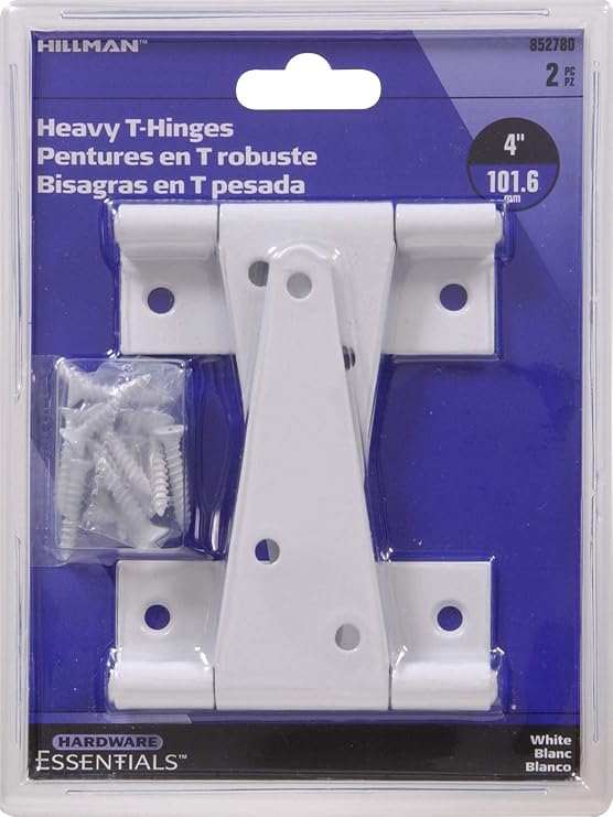 Hardware Essentials 852780 Heavy Duty T-Hinges White 4 - 2 Pack