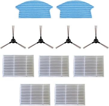 11Pcs/Set Vacuum Cleaner Accessories Filter Side Brush Fit for Midea VCR15 VCR16 5 Filters + 4 Side Brushes + 2 Rags Vacuum Cleaner Parts and Accessories
