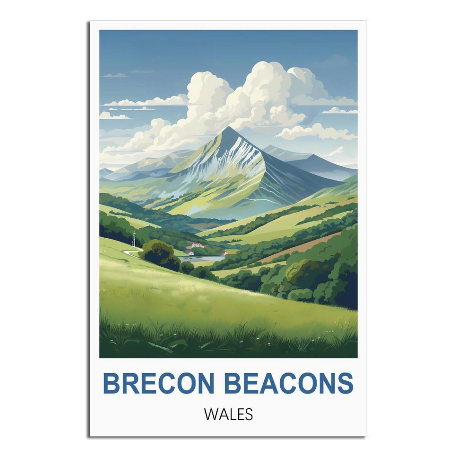 HYBFQXELL Brecon Beacons Wales Vintage Travel Poster 08x12inch(20x30cm) Canvas Art Posters And Wall Art Pictures Prints Modern Family Bedroom Decor Posters