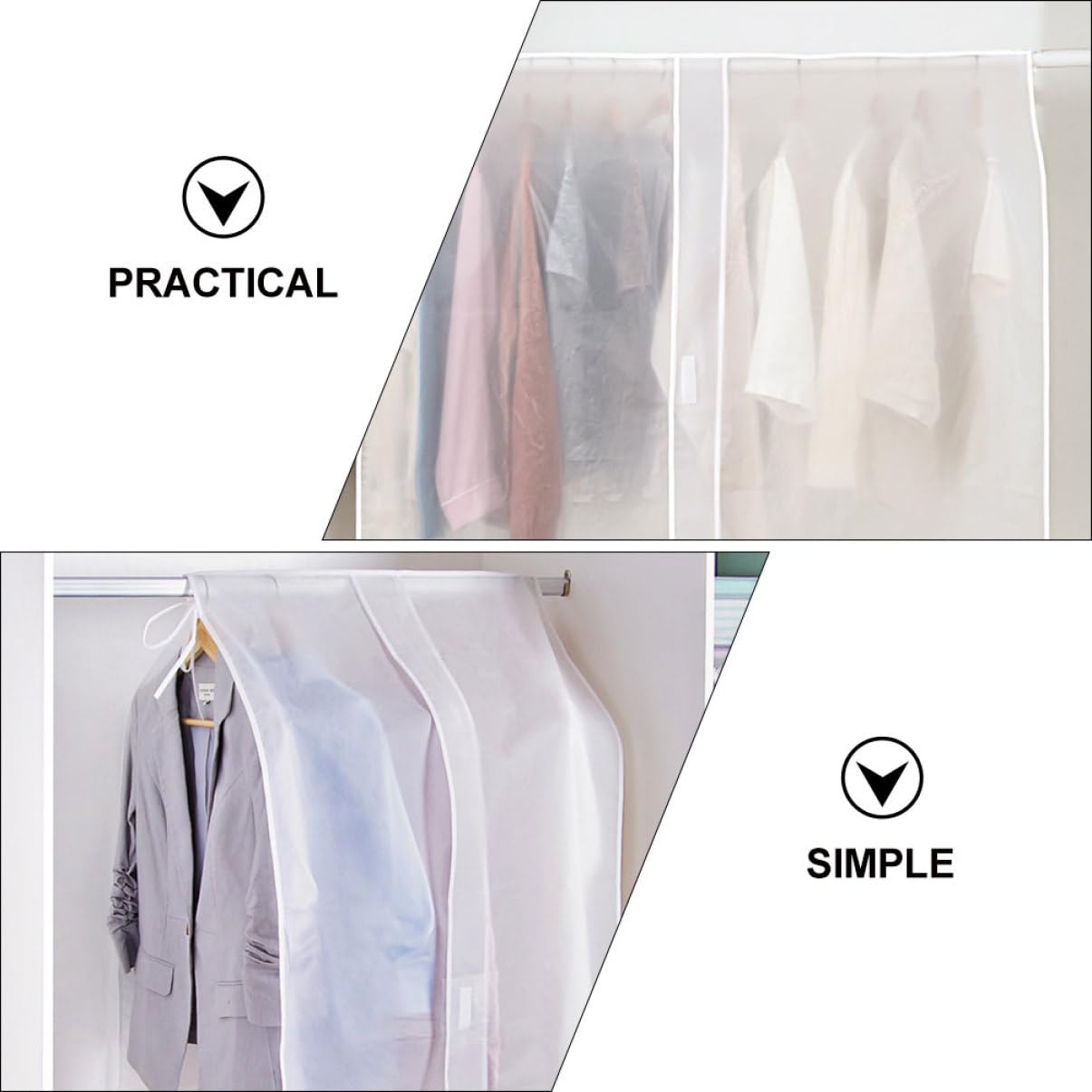 2 piezas Protector para Ropa Funda para Armario para Perchero Bolsa de Almacenamiento Resistente al Polvo para Prendas para Dormitorio y Balcón