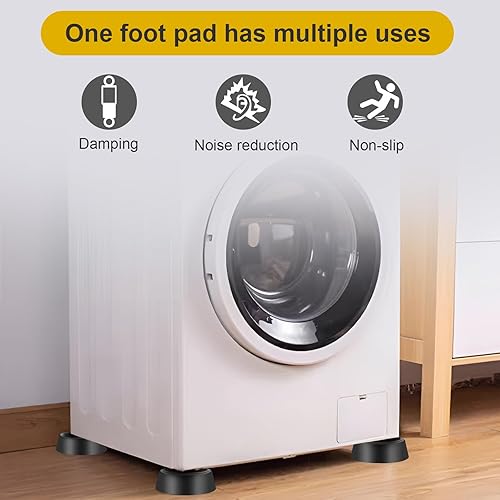 Miniatura 5 de 4 almohadillas de pie para lavadora para almohadillas antivibración y anti-caminar con nivel, lavadora y secadora, alfombrilla antideslizante para