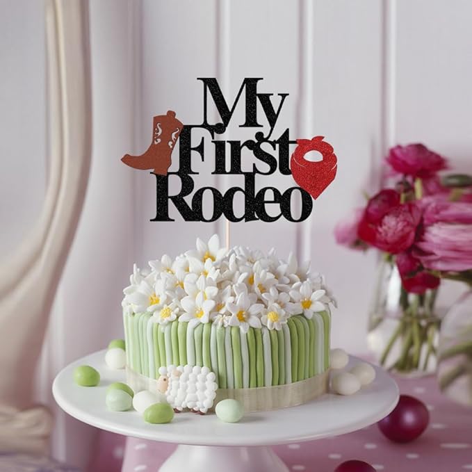 Amazon.com: My First Rodeo Cake topper,My First Rodeo Birthday Cake ...