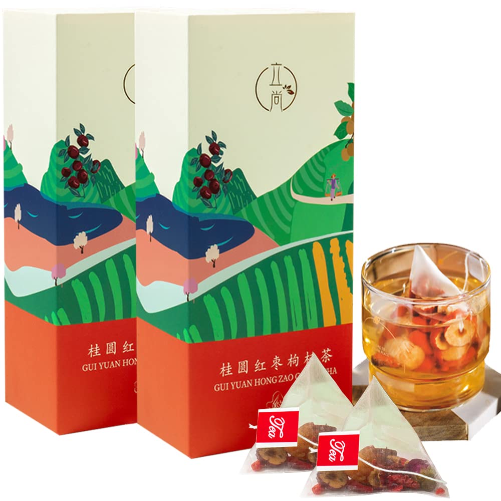 Longan Red date Chinese wolfberry Double rose Tea 2 Boxes(180g,30bags)6.34OZ，Combination of Floral Tea Beauty and beauty Conditioning tea Qi and blood health tea Holiday Gift 桂圆红枣枸杞玫瑰茶包 气血养颜茶
