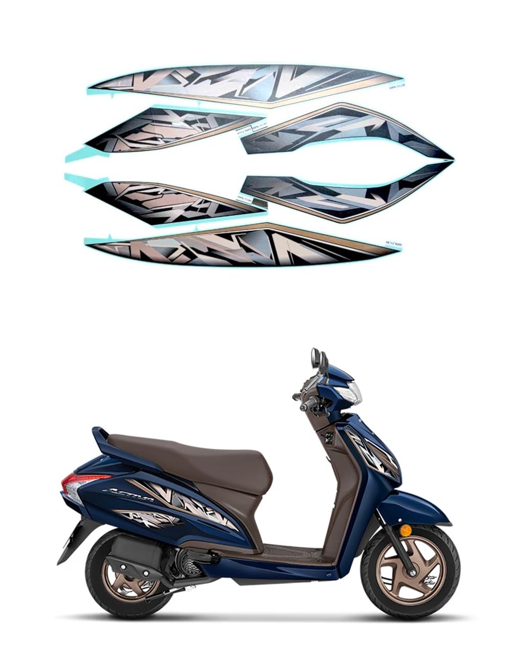 PHITO Bike Fancy Stickers and Decal Stylish, Waterproof, Easy-to-Apply Vinyl Graphics Full Body Kit Compatible with Activa 6g New Blue 2025