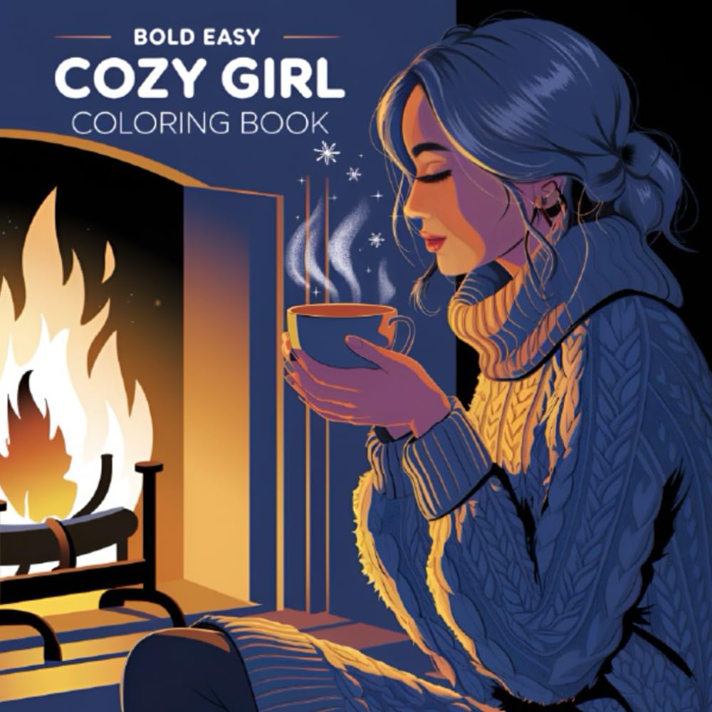 Cozy Girl Moments Coloring Book: Bold & Easy Cute Illustrations for Relaxation, Self-Care and Stress Relief