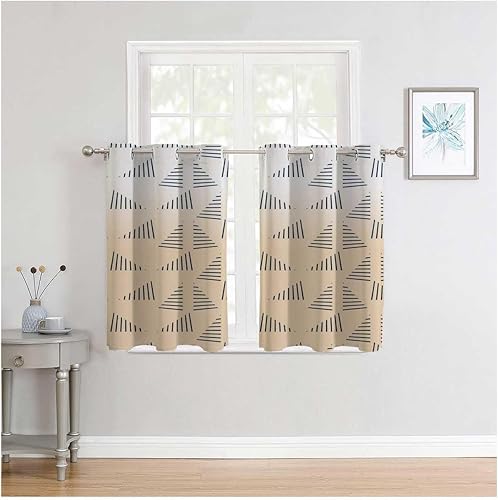 Miniatura 2 de Long Curtains for Bedroom Cream Coloured Geometric Checked Garage Door Curtains Cortinas para Ventanas De Cuarto 72Inch Width by 85Inch Length,2