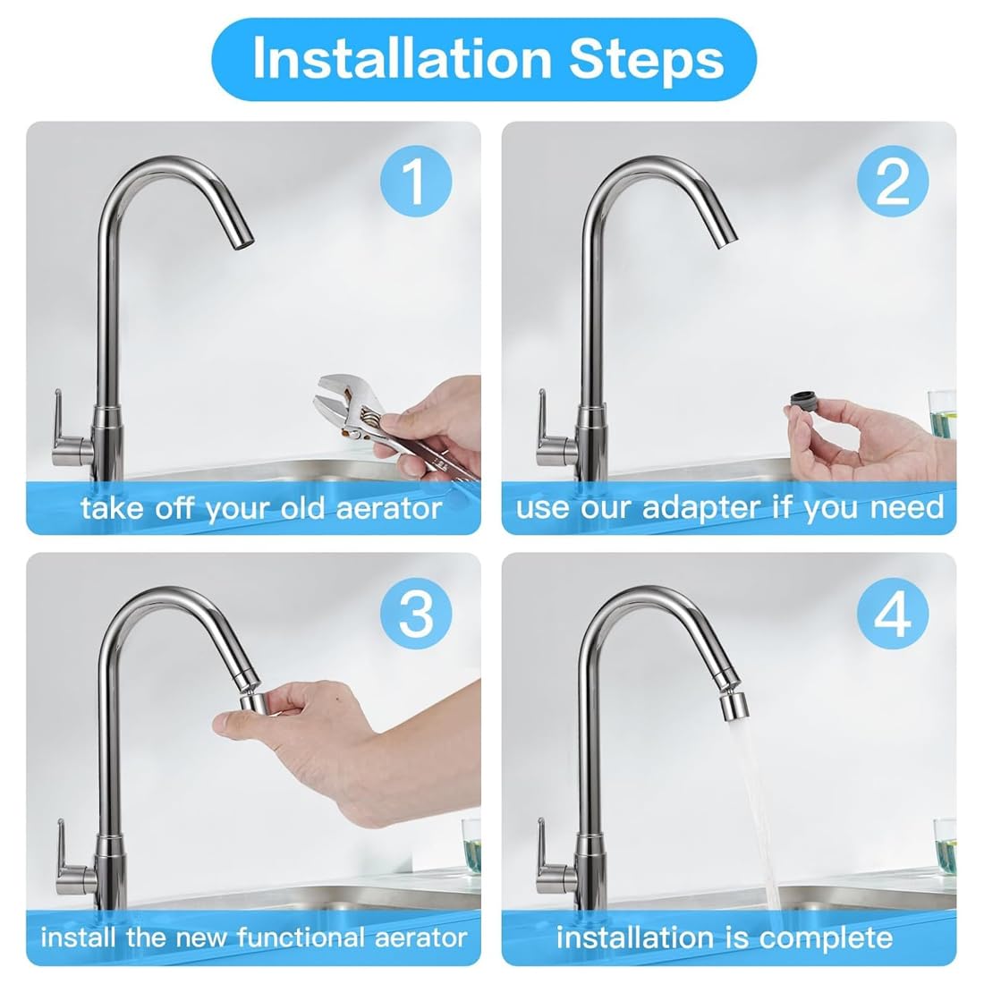 1 Pieza Extensión Universal De Grifo Giratorio 360° – Ducha Extensible Antisalpicaduras, Ahorro De Agua, Accesorio De Cocina Y Cuarto De Baño, M22, M24