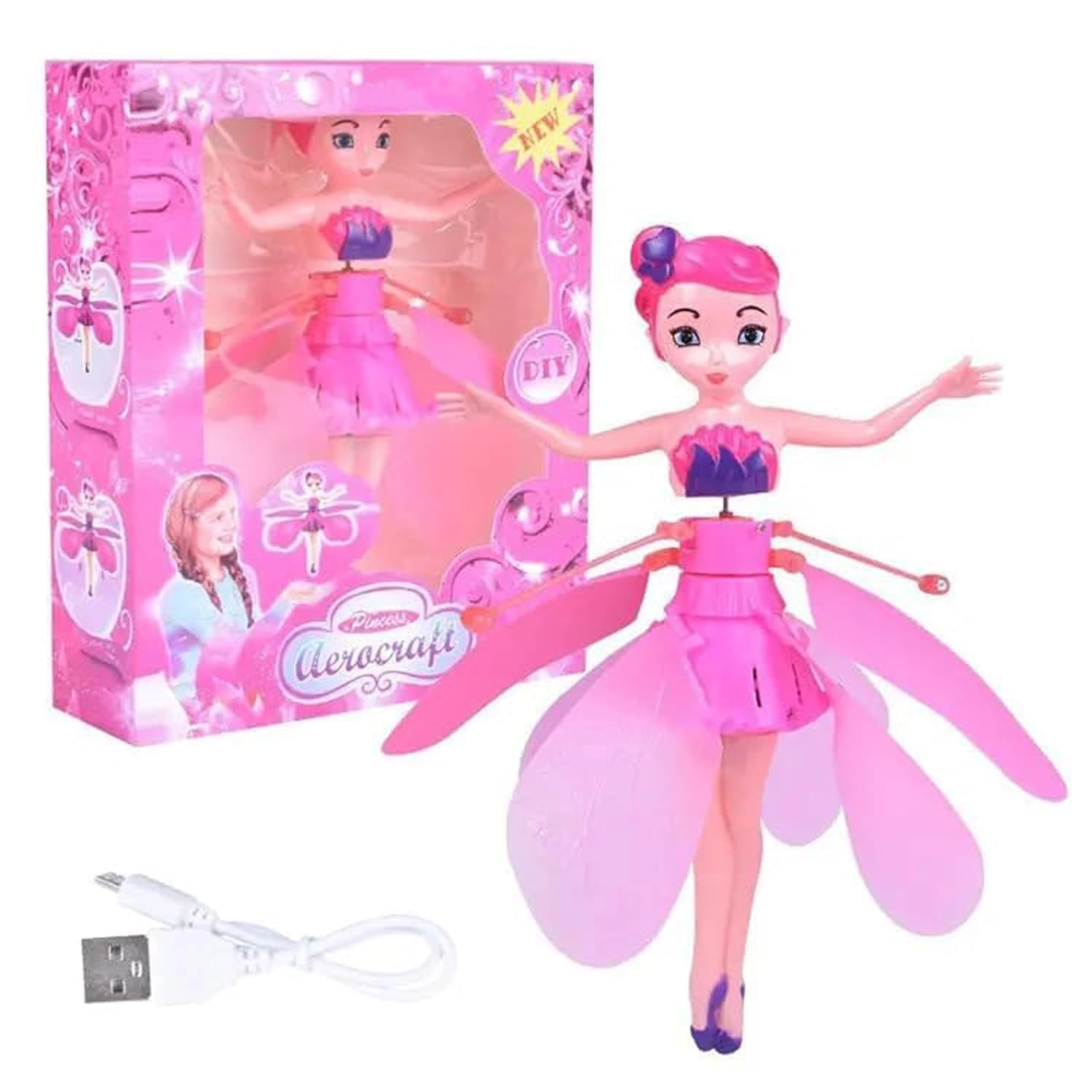 GEX Magical Flying Fairy Doll, Hand Sensor Control, USB-Powered Magic Flying Fairy, Sky Dancers Flying Toy, Rainbow Glitter Flying Princess Doll for Kids | Magical Flying Fairy Doll (B0DG59NML4) Amazon Price History, Amazon Price Tracker