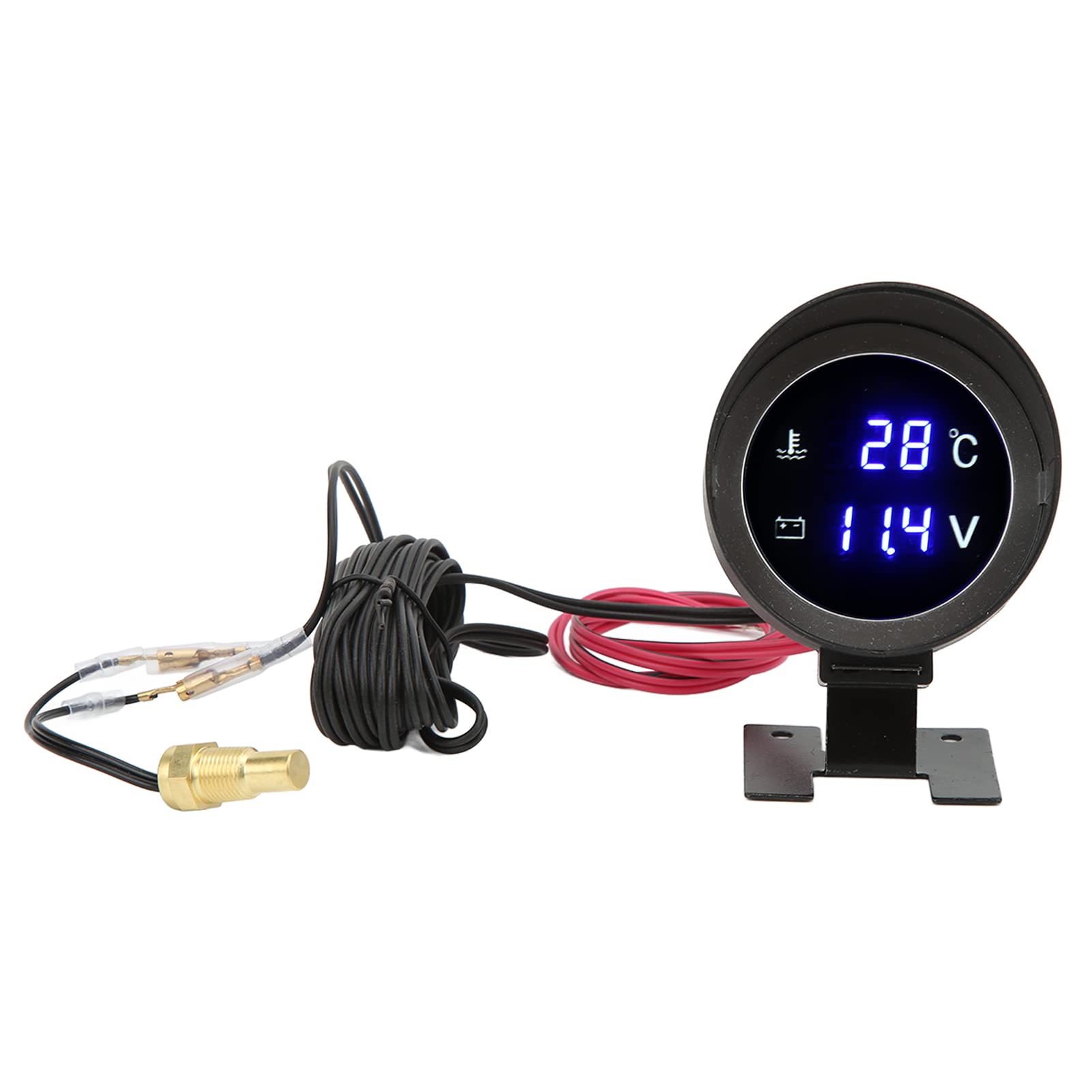 Indicatore Digitale Universale della Temperatura Dell'acqua Voltmetro a LED Robusto ABS + Materiale Metallico per Auto Moto ATV, Misuratore di Luce Blu Ad Alta Precisione