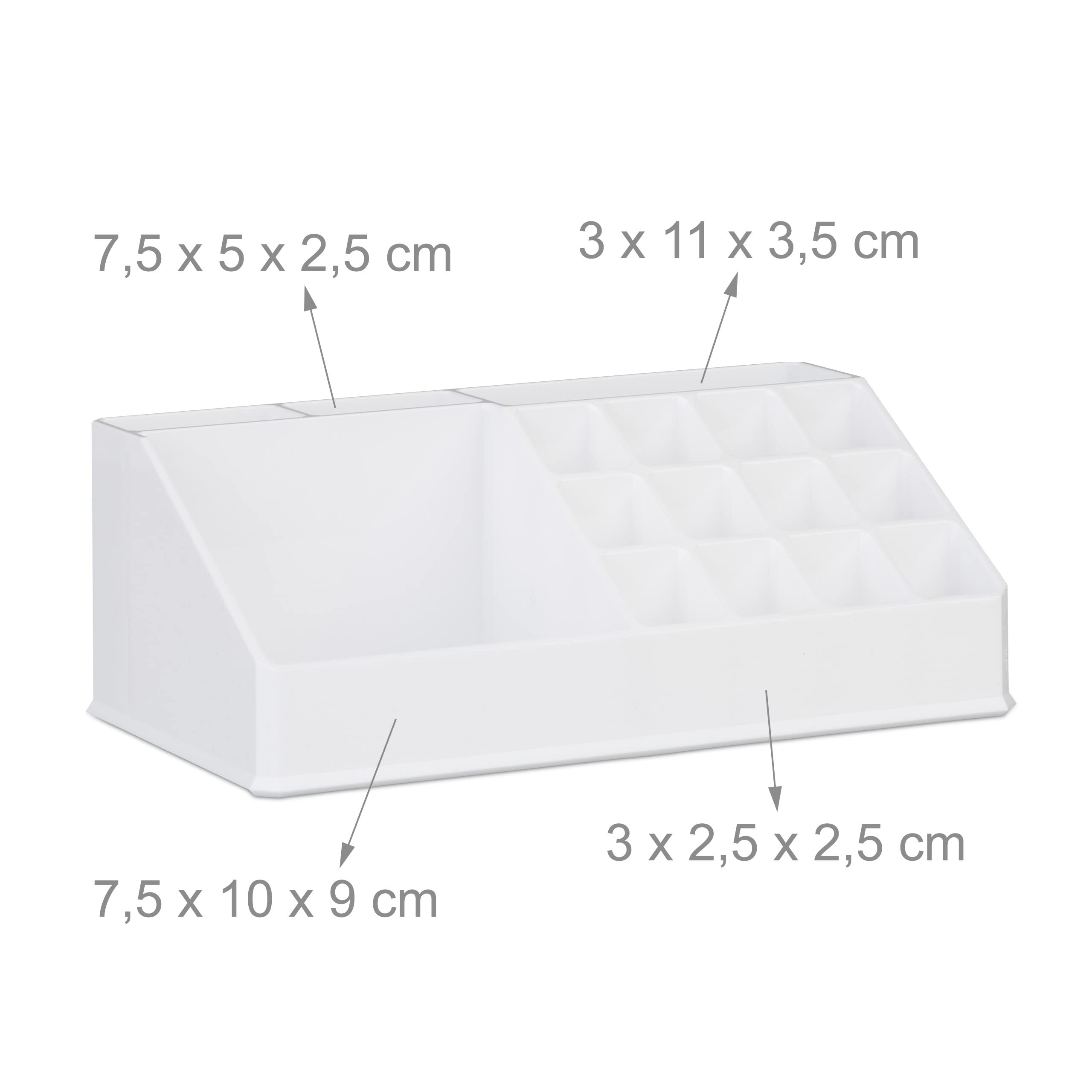 Relaxdays Organizer Make-up, Contenitore con Porta-Rossetti e 4 Cassetti, Acrilico, Beauty Box Salvaspazio, Bianco