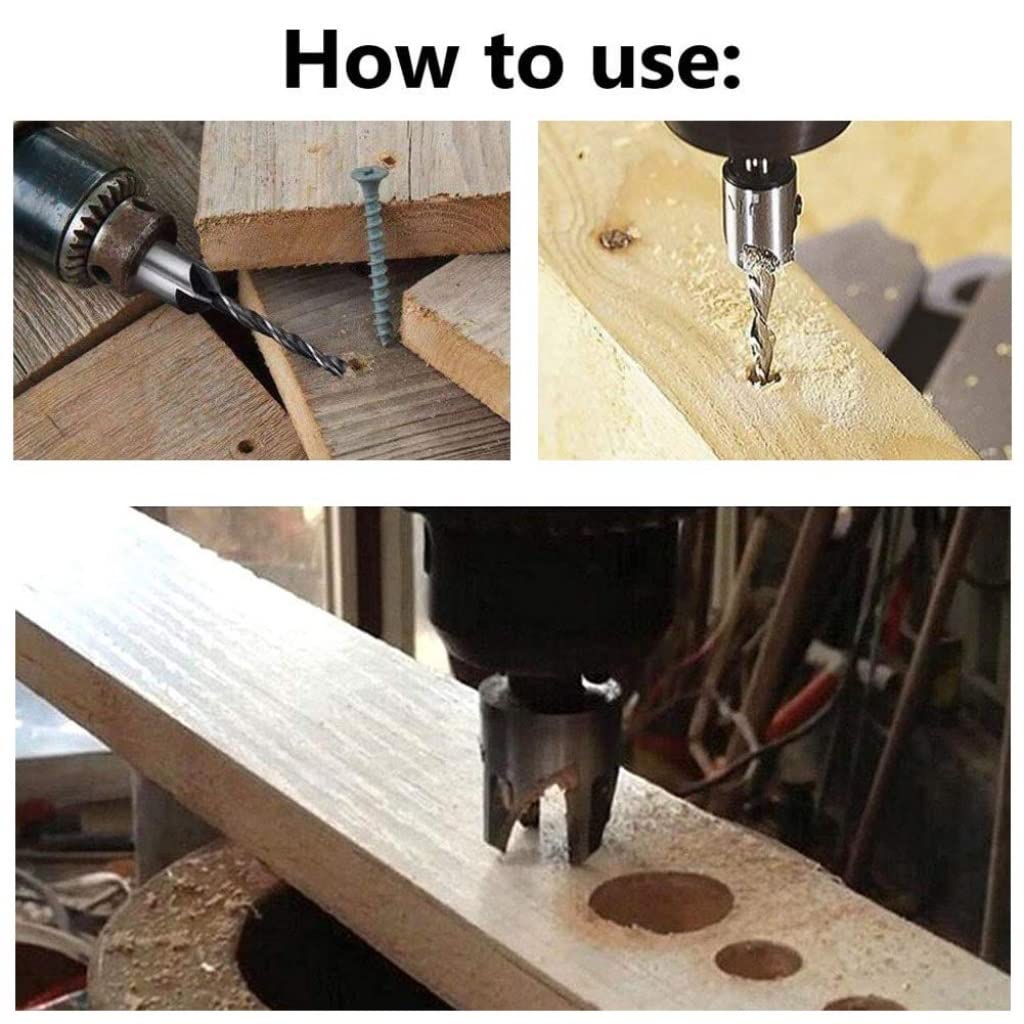 Woodworking Chamfer Drilling Set 26pcs, Countersink Drill Bit Set, 6 Countersink Drill Bits, 7 3-Point Countersunk Bit, 4 Socket Type Cork Drill, 4 Claw Cork Drill, for Wood DIY