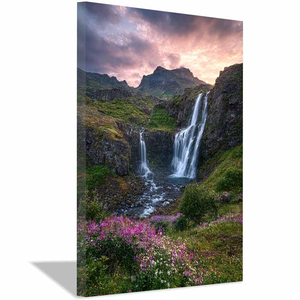 Toile murale cascade rose : décoration grand format pour mur vide - 7