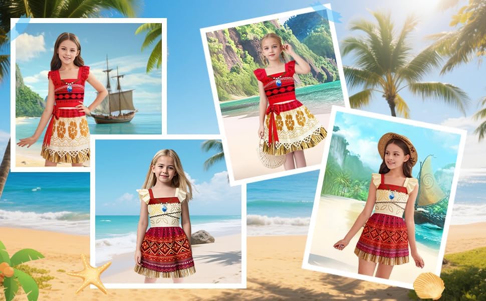 Little Girls Princess Costume Dress Ocean Adventure Movie 2 Halloween Outfit Birthday Party 3-12Y Kids - Image 4