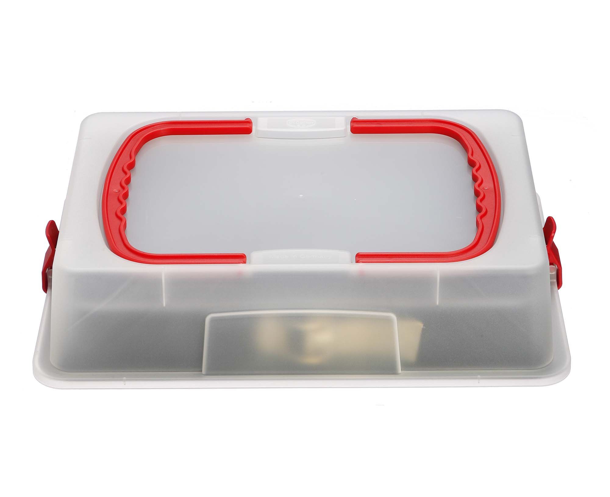 Dr. Oetker Rechteck-Springform mit Haube 38 x 25 cm Emaille, eckiges Kuchenblech, 1 Stück & Bake & Go Springform Ø 26 cm mit Transporthaube Kuchentransportbox mit Antihafteigenschaften, 1 Stück