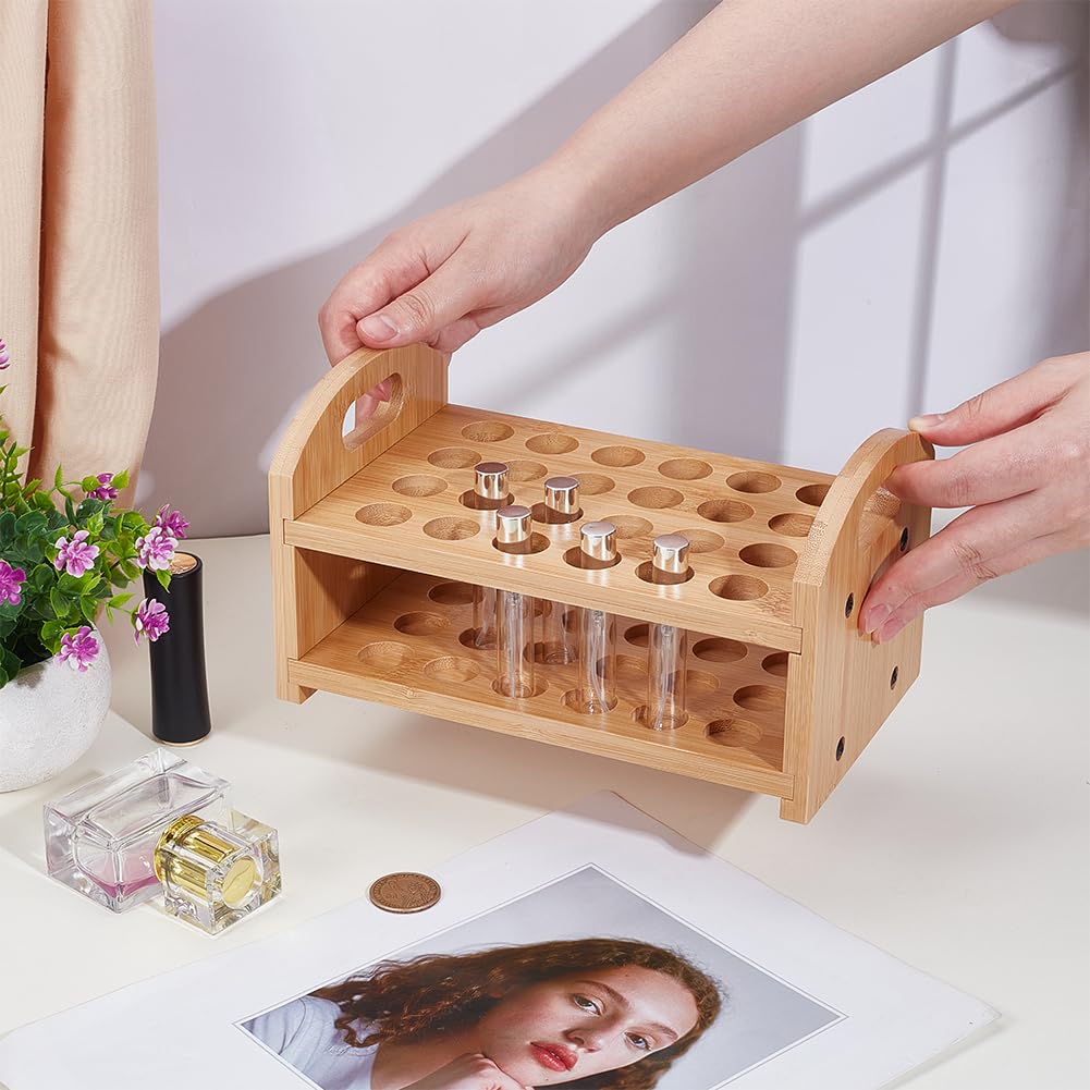 OLYCRAFT Rollerball Parfüm Organizer 24 Fach Parfüm Aufbewahrungshalter Aus Holz Aufbewahrung von Schönheitsdüften Make Up Lipgloss Lippenstift Vitrine Kommode Organizer Für Schlafzimmer