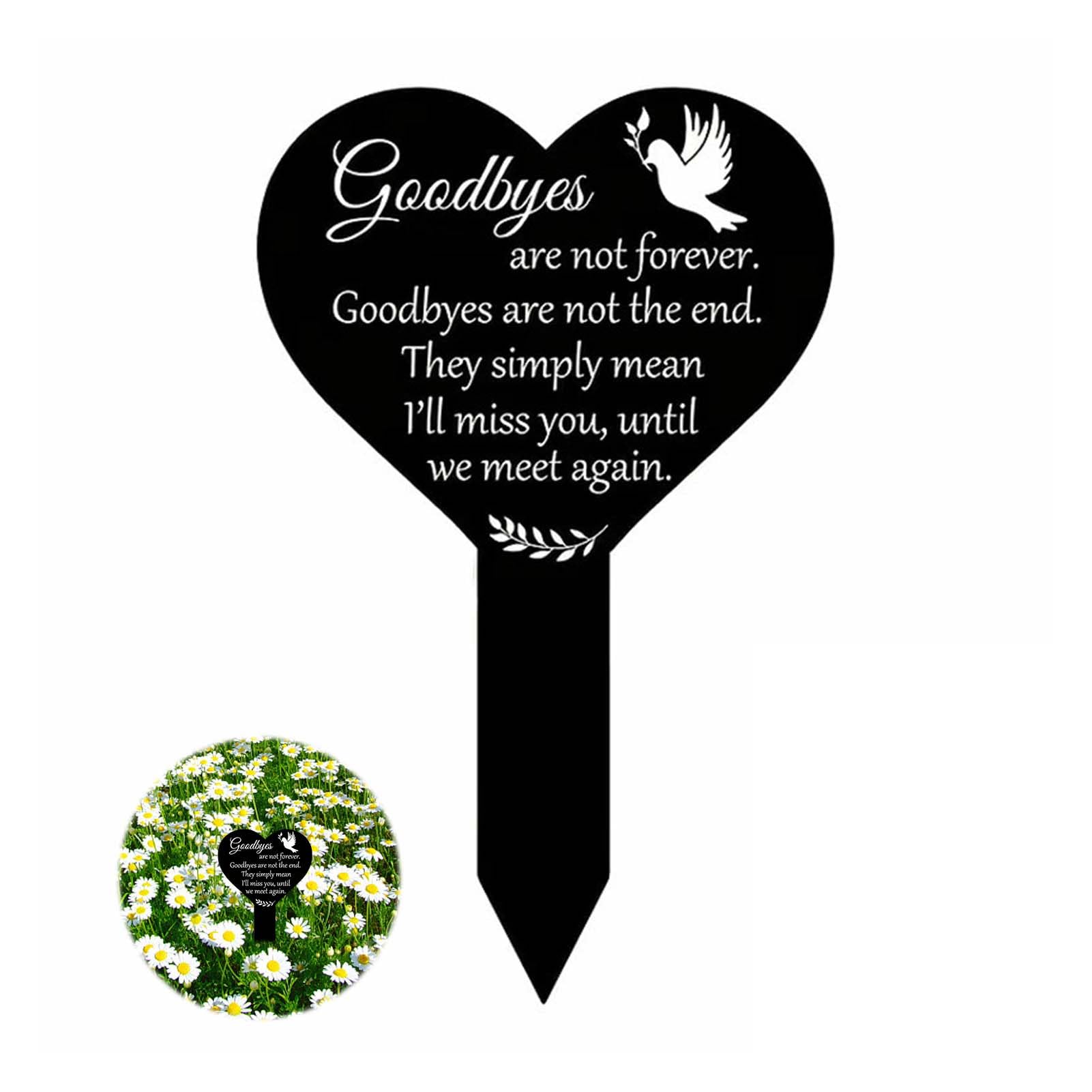 Tweozek Black Grave Ornaments, Heart Graveside Memorial Plaques, Memorial Garden Ornaments, Grave Decorations Heart Shaped, Sympathy Graves Ornament For Family From Daughter Son Grandparents Bereavement (Black)