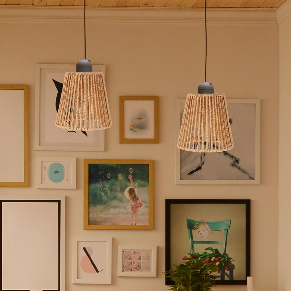 Paralume in Corda di Carta Intrecciata 4 Pezzi Stile Boho Rustico Handmade per Lampada da Tavolo e Camera da Letto Illuminazione Soffusa Decorativa