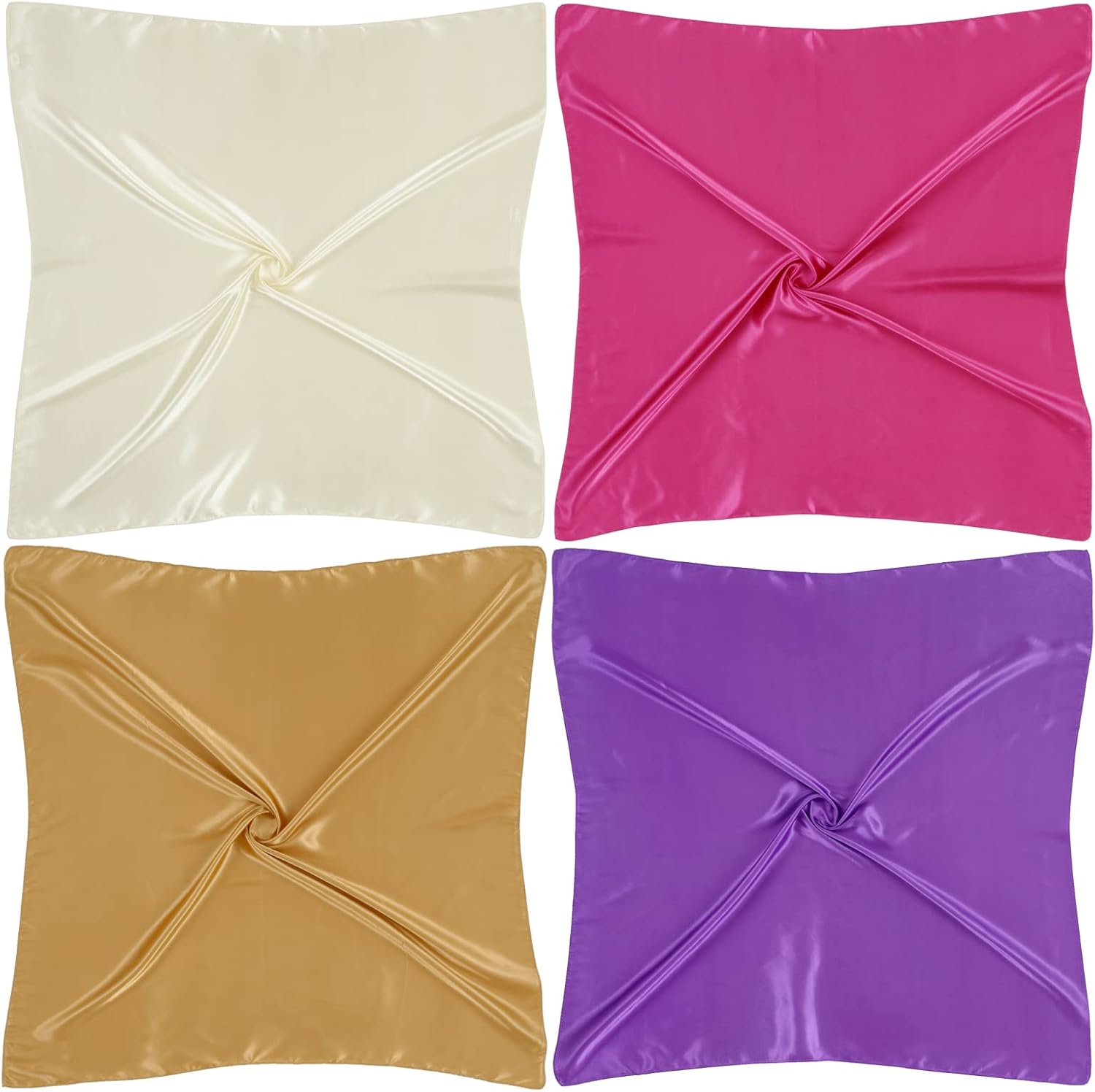 QBSM 4 Pcs 35'' Satin Head Scarf Silk Feeling Neck Scarves Hair Wrap for Sleeping Large Square Headscarf for Women - Image 2