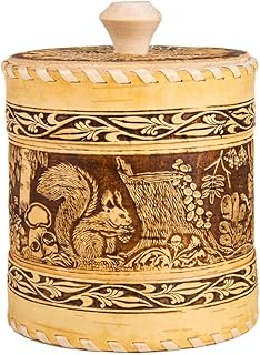 STP GOODS Birch Bark Container, Storage container, Kitchen Container Money to the House Birch Bark (Squirrels)