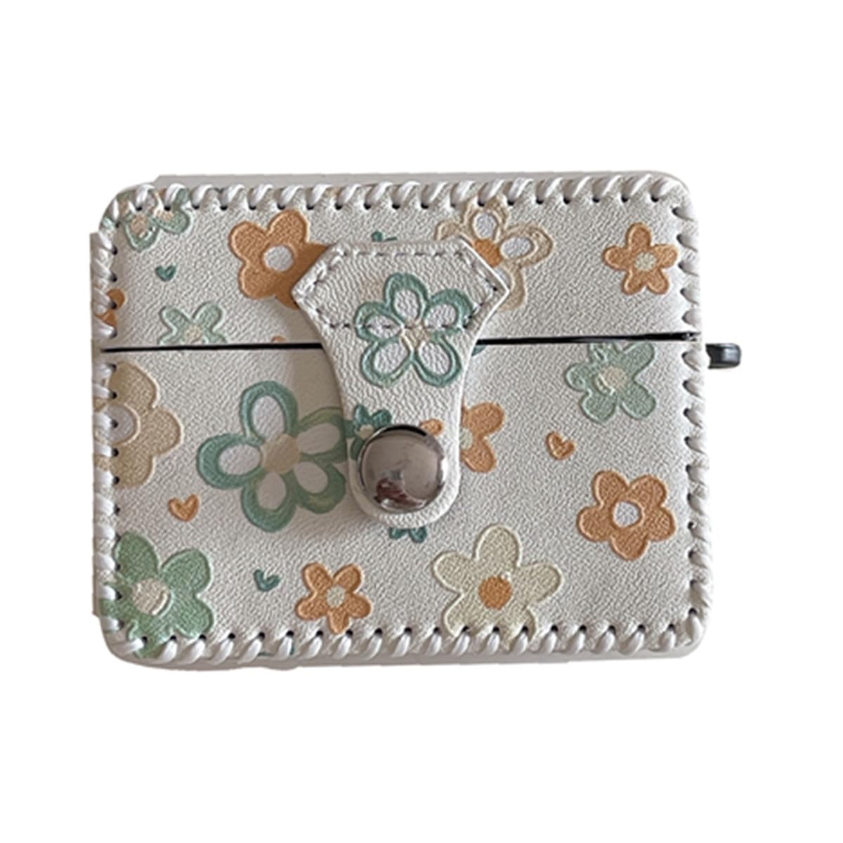 AOLABOKY Compatible with Airpods Pro 2,Cute Beautiful Flowers Pattern Design Soft Leather Earphone Cover with Secure Snap-Fastener for Airpods pro 2 (