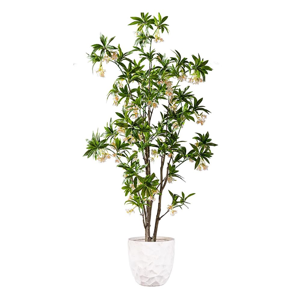 SWENEEN 180Cm High Artificial Water Stone Banyan Tree,Indoor Artificial Tree Potted Plant With Realistic Artificial Flowers,Decorative Green Artificial Tree,Tall Simulation Plant,K High 180cm