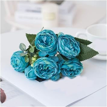 Habiba Fake Flowers Artificial Flowers Red Silk Peony Roses Vases for Home Decor Bride Bouquet Wedding Craft DIY Gifts Pink Plastic Flowers Real Touch