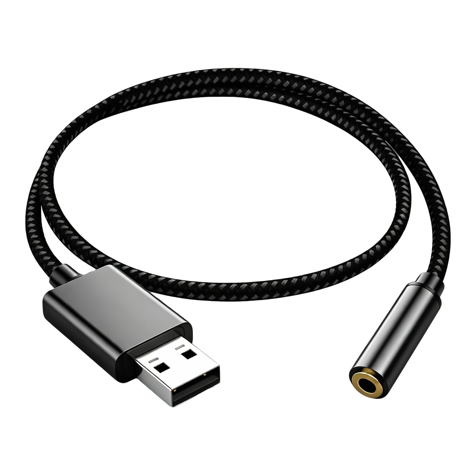 Tarjeta de Sonido Externa USB, Adaptador Audio USB Adaptador a Jack 3,5mm Audio Estéreo con Micrófono Convertidor Auxiliar USB a TRRS/TRS Auriculares PC Laptop Linux Streaming Juegos 0,5 m Negro