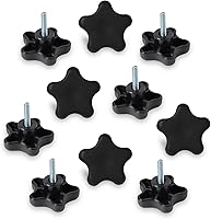 POWERTEC 10-Pack 1/4-20 5-Star Knobs with 1" Threaded Studs | Thumb Screws for Woodworking Jigs, Clamps, Lawn Mowers & Umbrellas