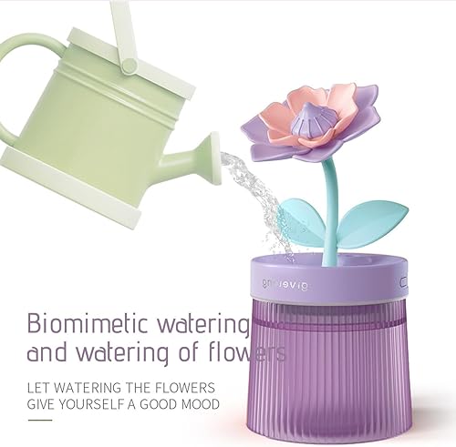 Miniatura 2 de Humidificador de niebla fría de 8.8 fl oz con linda flor, humidificador USB con luz, difusor de aceite esencial, difusor de aceite de aromaterapia