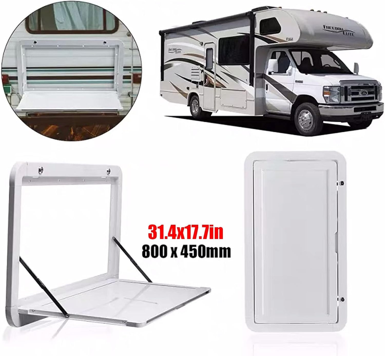 Foldable Rv Tables, 31.5×17.71 Inchs Campervan Outside Picnic, Wall Mounted Table, Lockable Premium Aluminum Alloy, Folding Wall Table Maximum Load 55.11lb