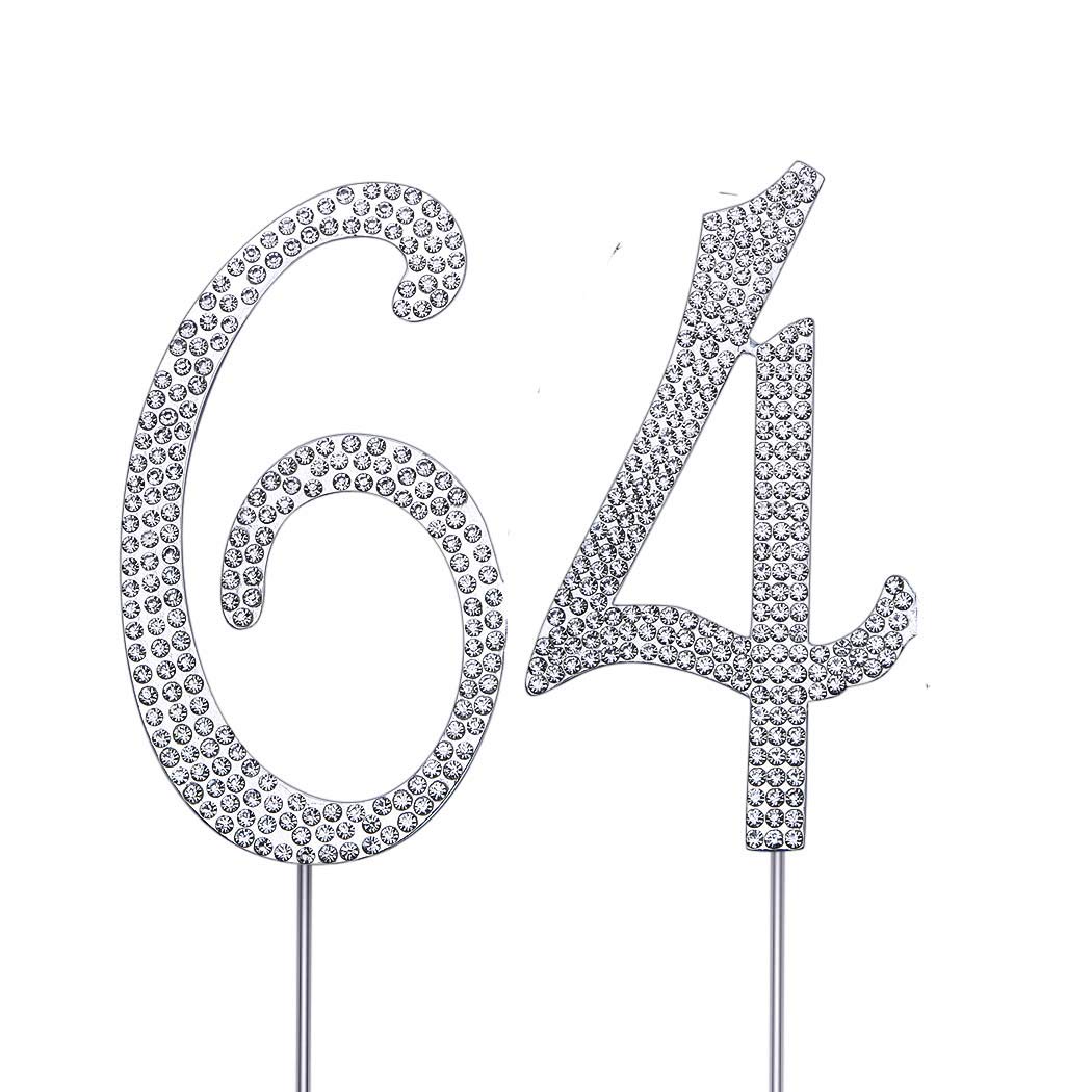 Buy MAGJUCHE Silver 64 Crystal Cake Topper Number 64 Rhinestones 64th buy-magjuche-silver-64-crystal-cake-topper-number-64-rhinestones-64th