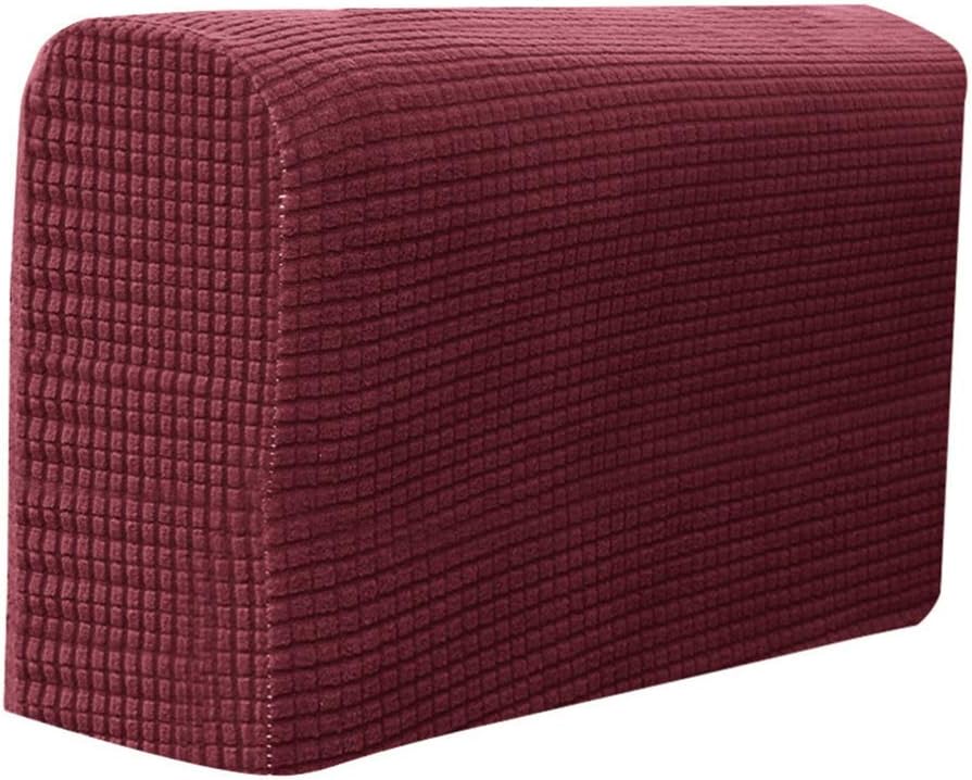 Sewroro Sofa Armrest Covers Stretch Chair Arm Protectors Washable Universal Armchair Slipcover Arm Cover for Home Office (Claret) 2pcs