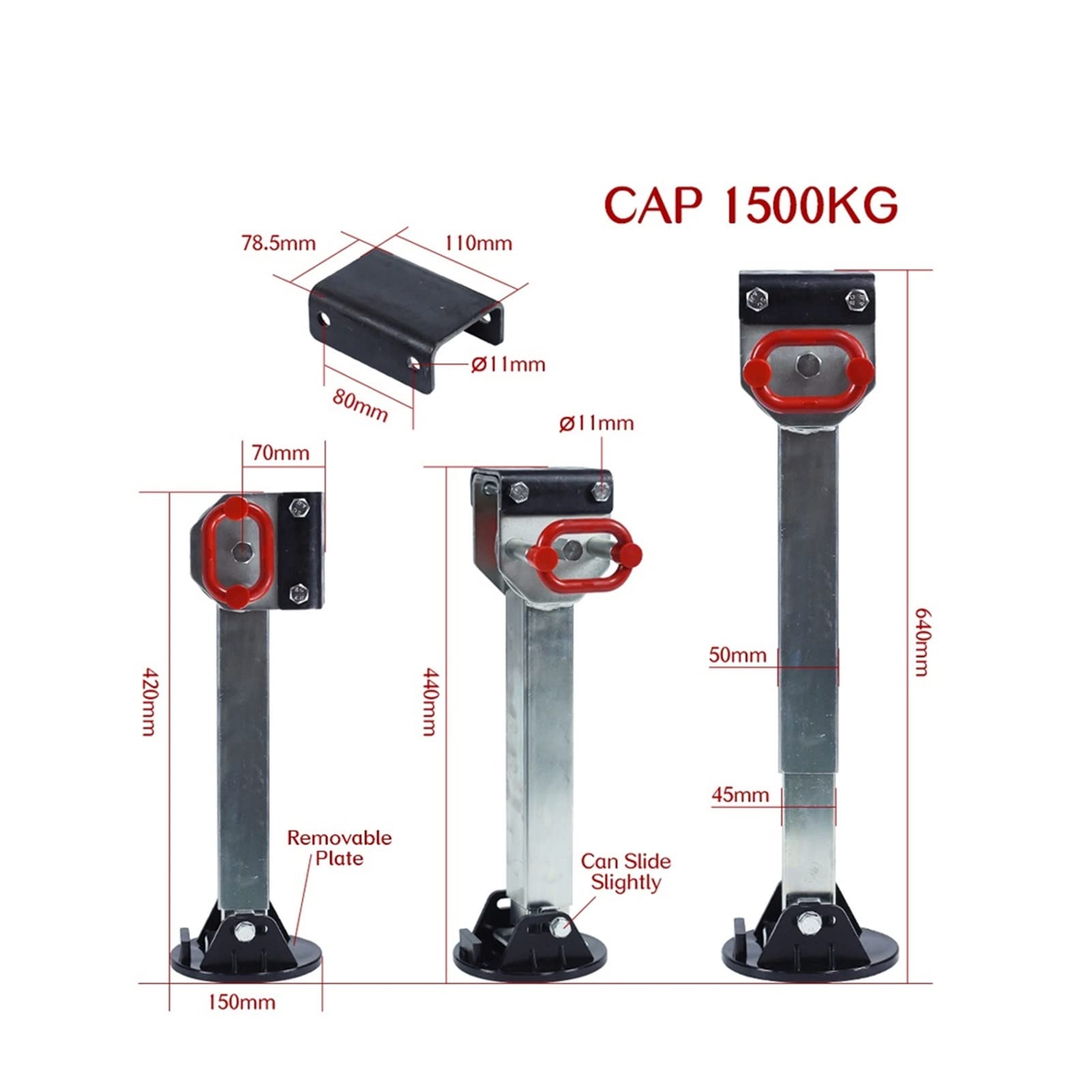 Gato de Remolque 440~630 mm Desplegable Caravana Estacionamiento Estabilizador Patas Manipulador Autocaravana Soportes Esquina Steady Camper Piezas Accesorios Adecuado para automóviles y vehículos