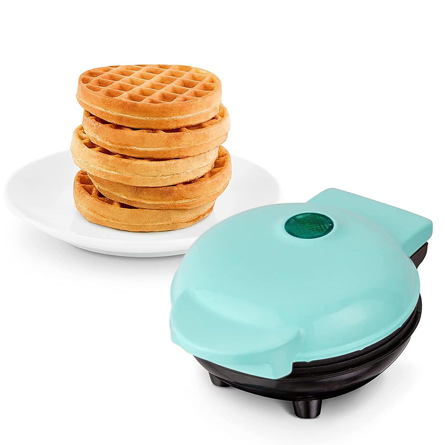 Mini Waffle Maker, Portable Personal Electric Non-stick Waffle Iron, Waffle Iron for Breakfast, Dessert, Sandwich, or Other Snacks(Green)