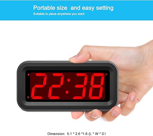 Miniatura 5 de Digital Alarm Clock Battery Operated Only, LED Large Display, 2-Level Brightness Dimmer, 4 AA Batteries Keep Clock on for More Than 12 Months, for