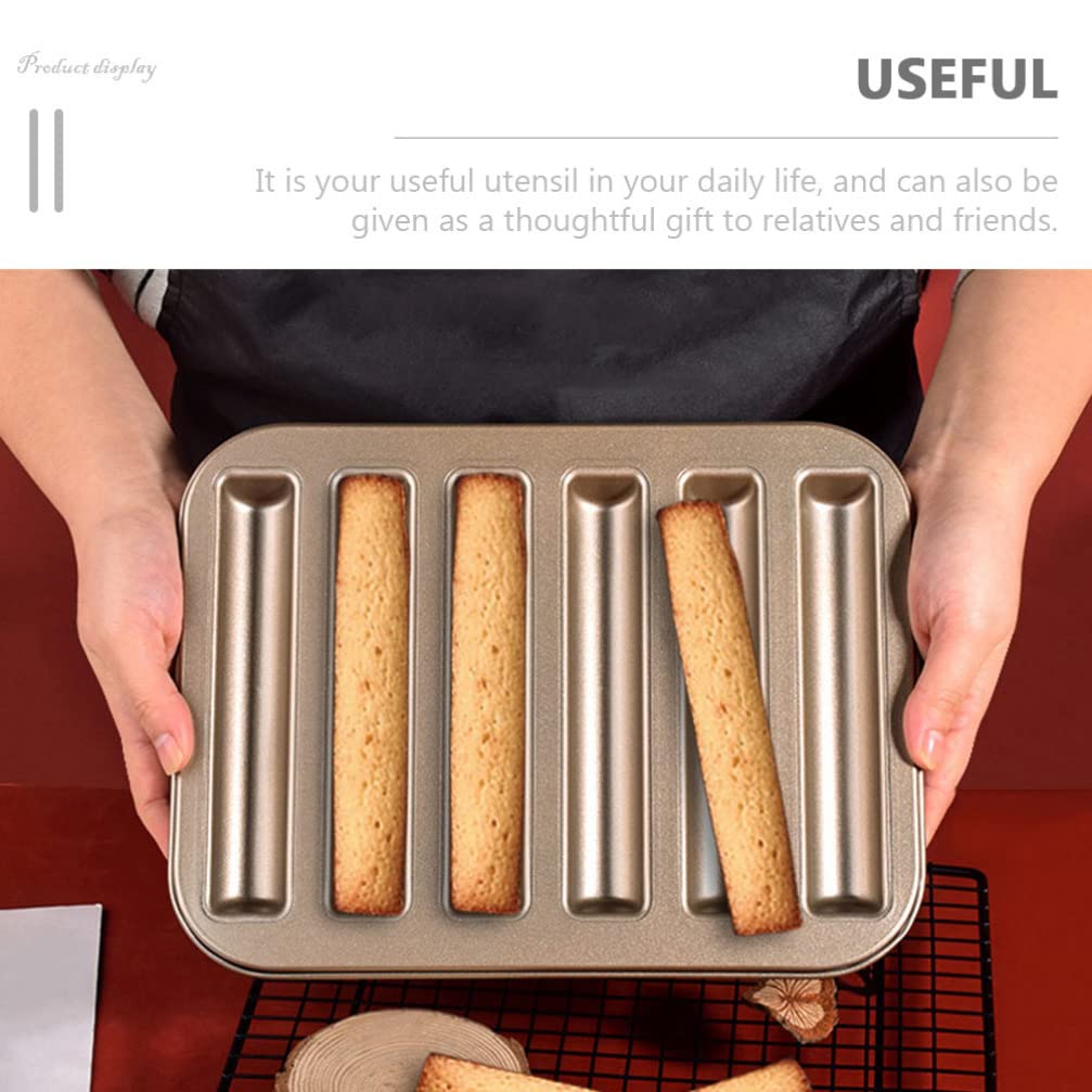 LIFKOME Biscuit Baking Tray, Breadstick Baking Pan Biscotti Ladyfinger Donut Cookie Cornbread Stick Baking Molds Nonstick Mini Bread Loaf Baguette Bakeware