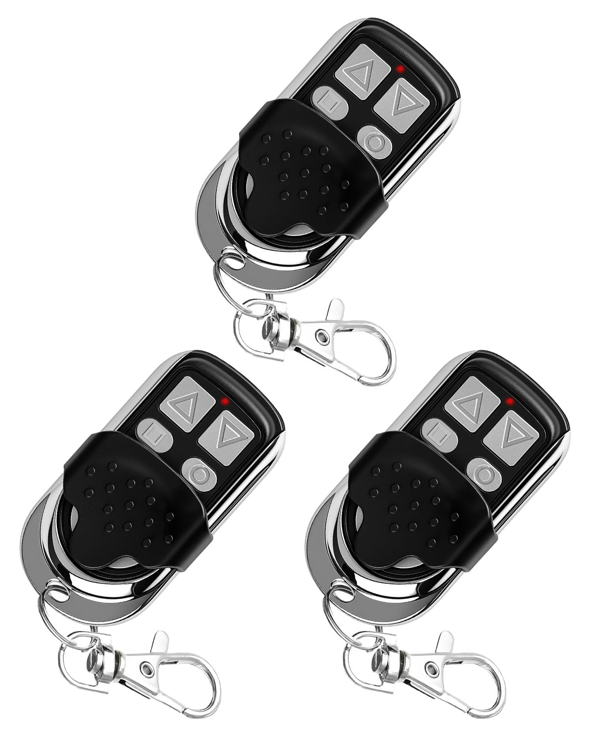 3PCS Universal Automatic Gate Remote Control 433MHz Door Copy Remote Control Fob Metal Design Wireless Garage Door Opener Cloning Key Fob 4 Buttons Fixed Code for Electric Roller Shutters Car Alarms