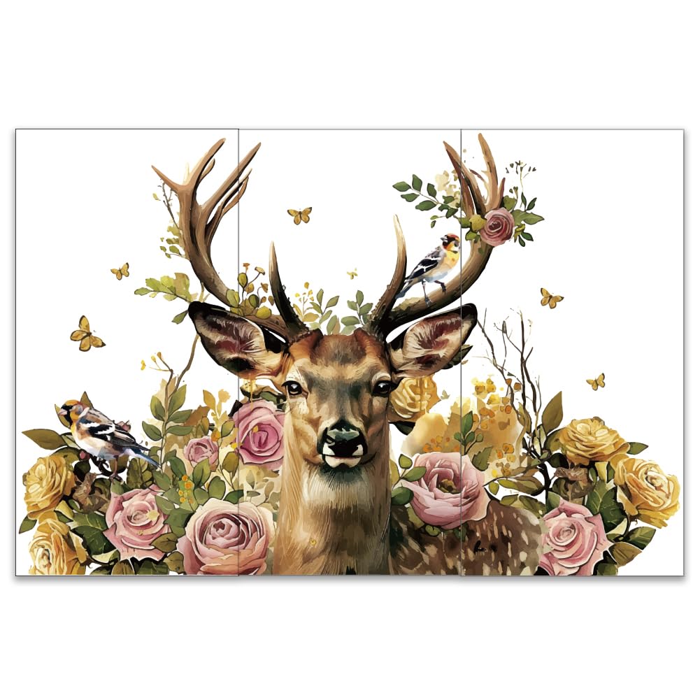 Autocollants de transfert pour meubles OLYCRAFT motif cerf 15x30cm lot de 4