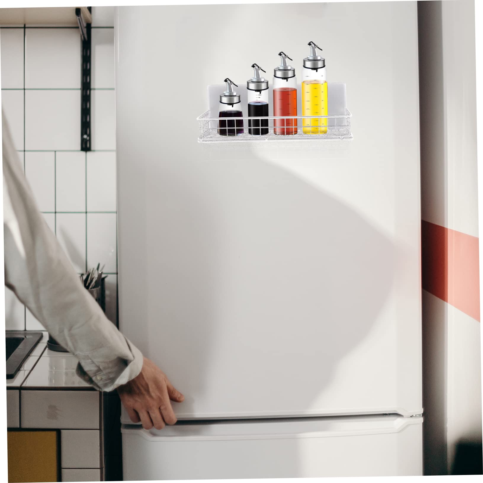 Magnetischer Gewürzhalter für Kühlschrank, Weißes Eisen Ablagefach