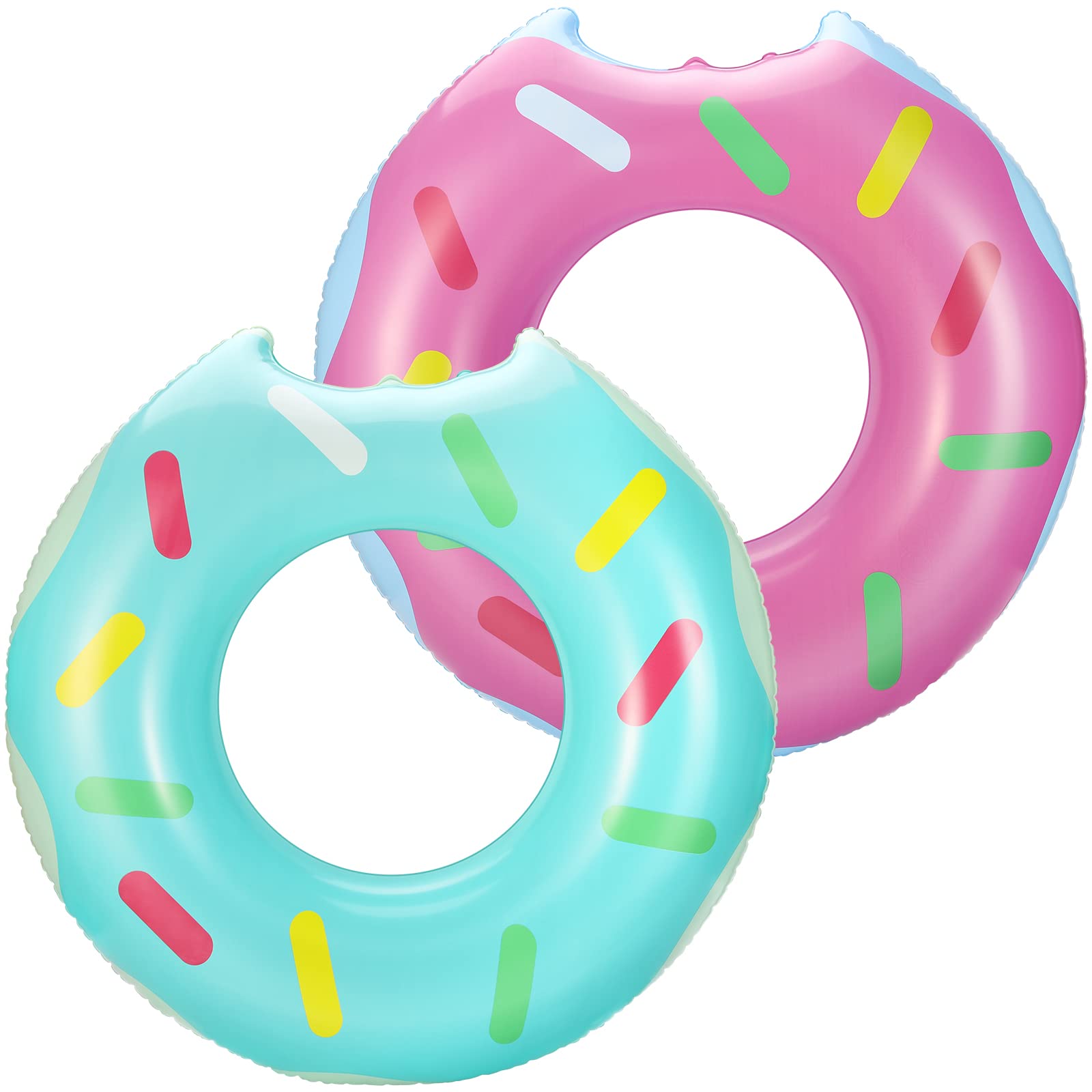 HeySplash Pool Inflatables, 2 Pack Donut Inflatables Rubber Rins for Adults Inflatable Pool Toys Swimming Rings Pool Floats