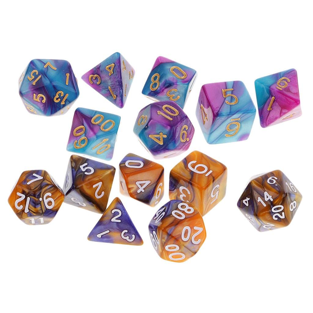 Enakshi (LABEL) 14Pcs Polyhedral Dice Die Set for Dungeons and Dragons RPG MTG Board Game Casino Supplies Toys 1