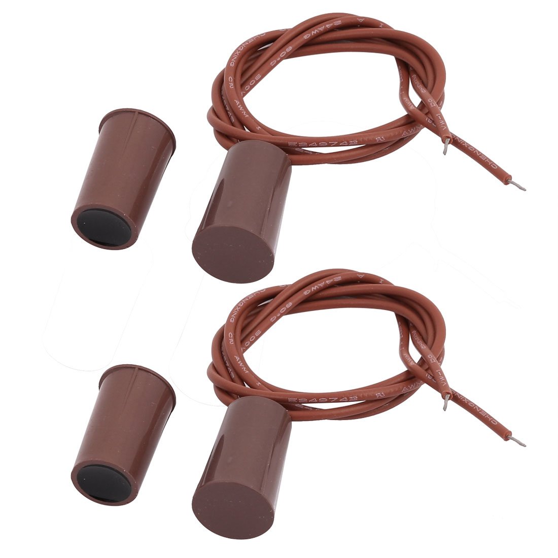 Aexit 2SetRolling Magnetic Electronic security Contact Reed Gate Door Switch Recessed Alarm Security Brown