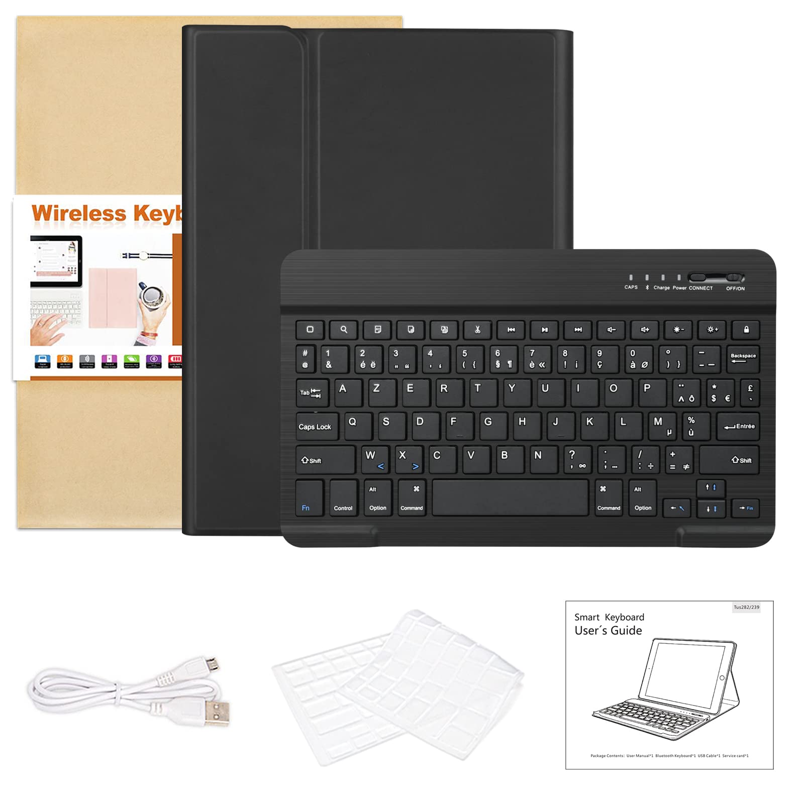 CC Store Clavier pour iPad Air 11“ M3 2025/M2 2024, Air 5 2022/Air 4 2020,iPad Pro 11 4/3/2/1Gen, Coque avec Keyboard Français, Clavier Bluetooth Magnétique Détachable avec Fente pour Stylo, Noir