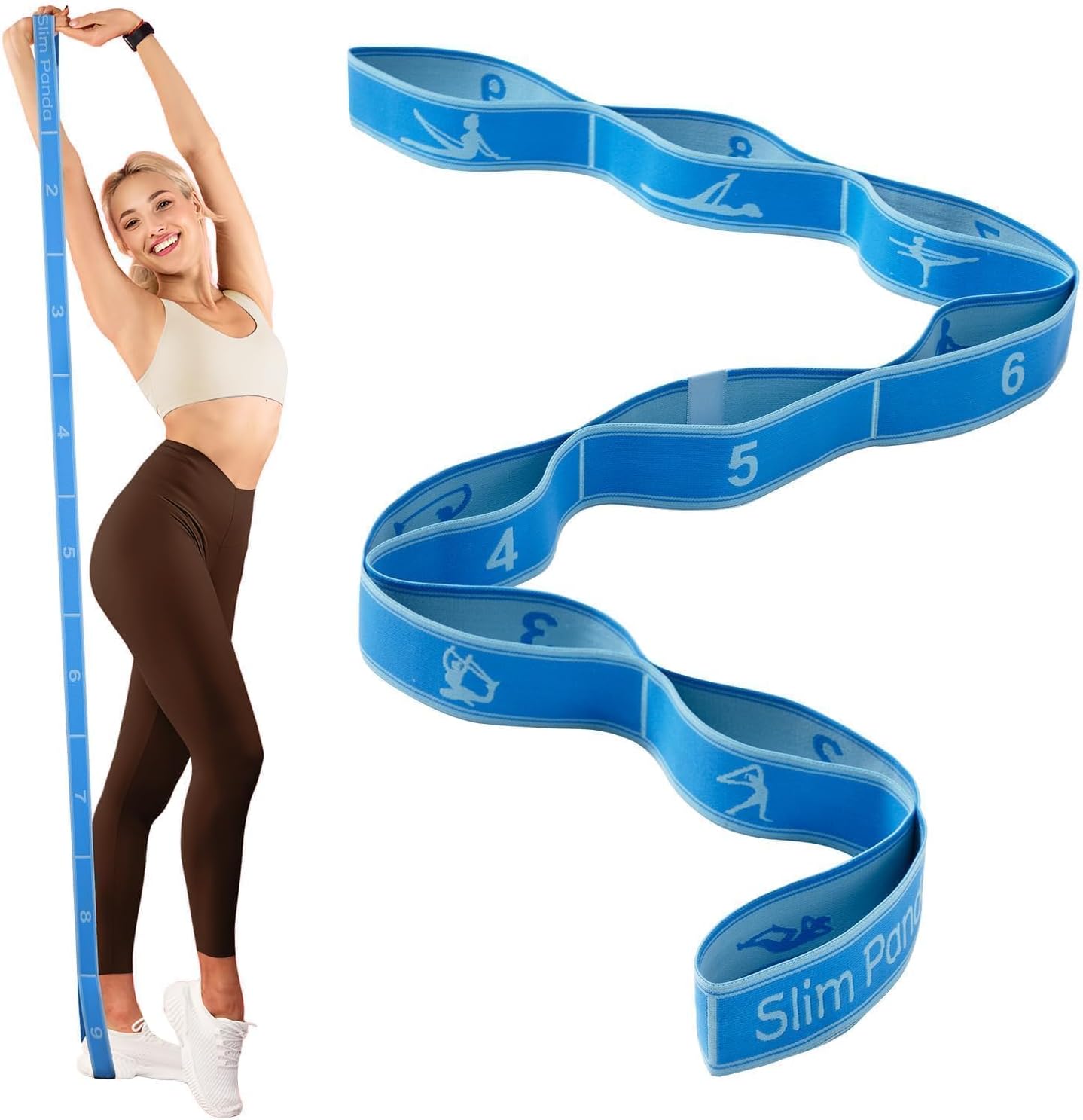Slim Panda Stretch Strap, Multi-Loop for Physical Therapy,Elastic Yoga Stretching Strap for Dance,Yoga, Pilates & Gymnastics Exercise, Ballet Stretching Band for Flexibility, Leg Stretching
