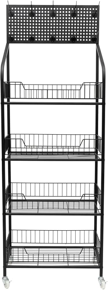 Nisorpa 4 Tier Supermarket Retail Display Racks, Commercial Metal Snack