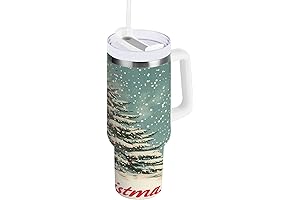 ATTX 30 oz Vintage Christmas Tree Tumbler with Handle: Double-Walled Insulation for...