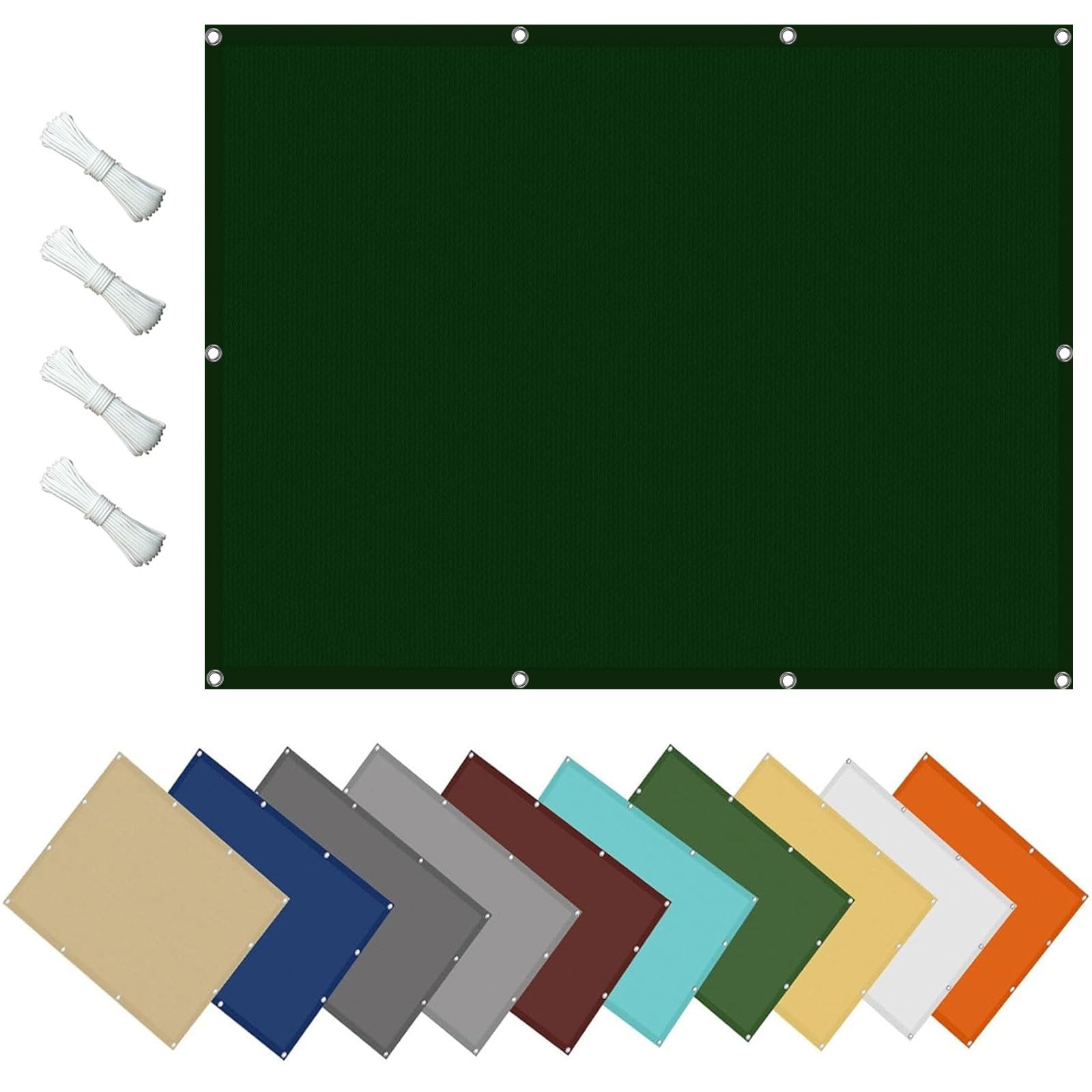 KLGFBDC Waterproof Rectangular Sun Shade Sail 1.5 x 1.5 m UV Protection Canopy with Grommets & Rope for Balcony Patio GardenDark Green Outdoor Sun Shelter